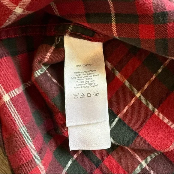 Vintage Eddie Bauer Men’s Medium Flannel Shirt Red Plaid Button Down Relaxed Fit - Picture 9 of 9